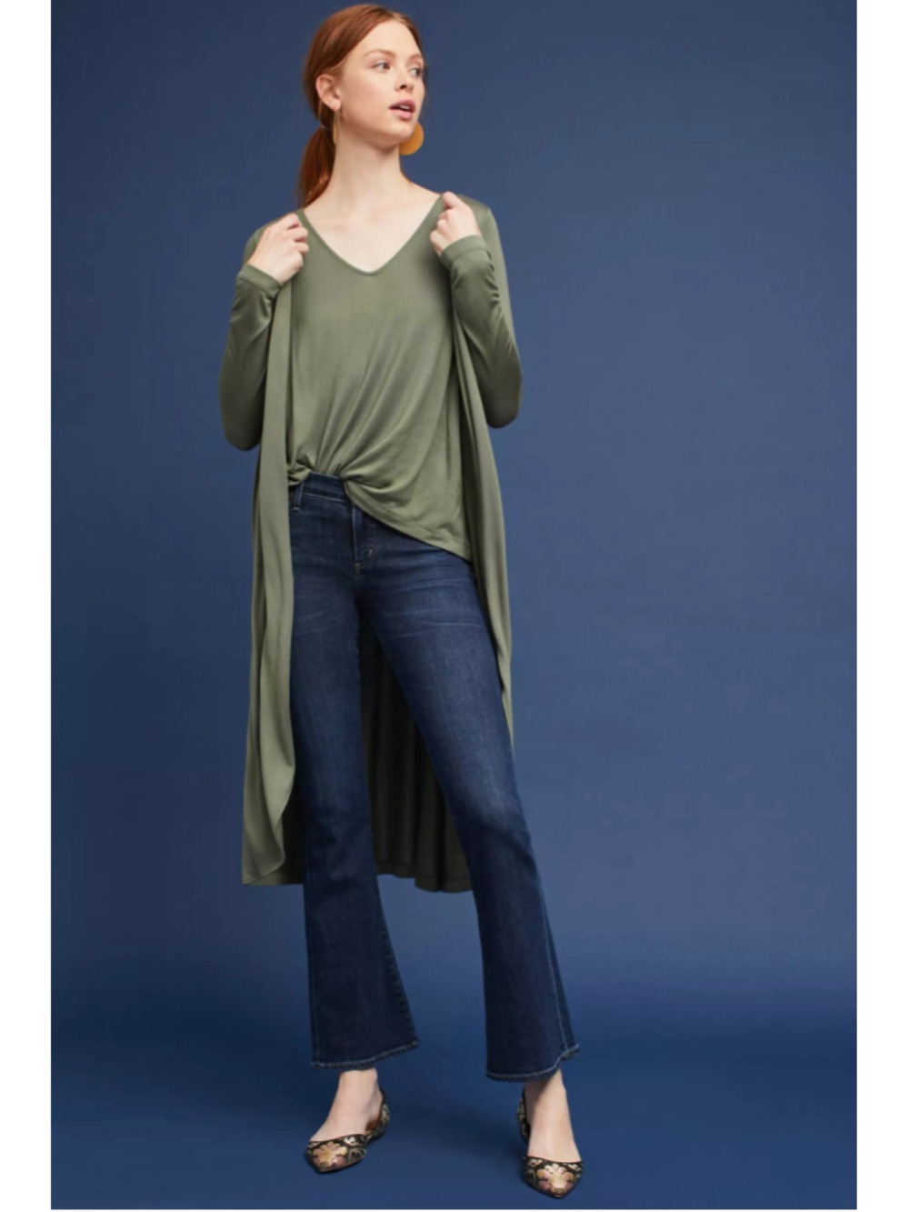 Akemi + Kin Aliah Layered Top & Cardigan Long Sleeve V Neck High-Low Hem Small